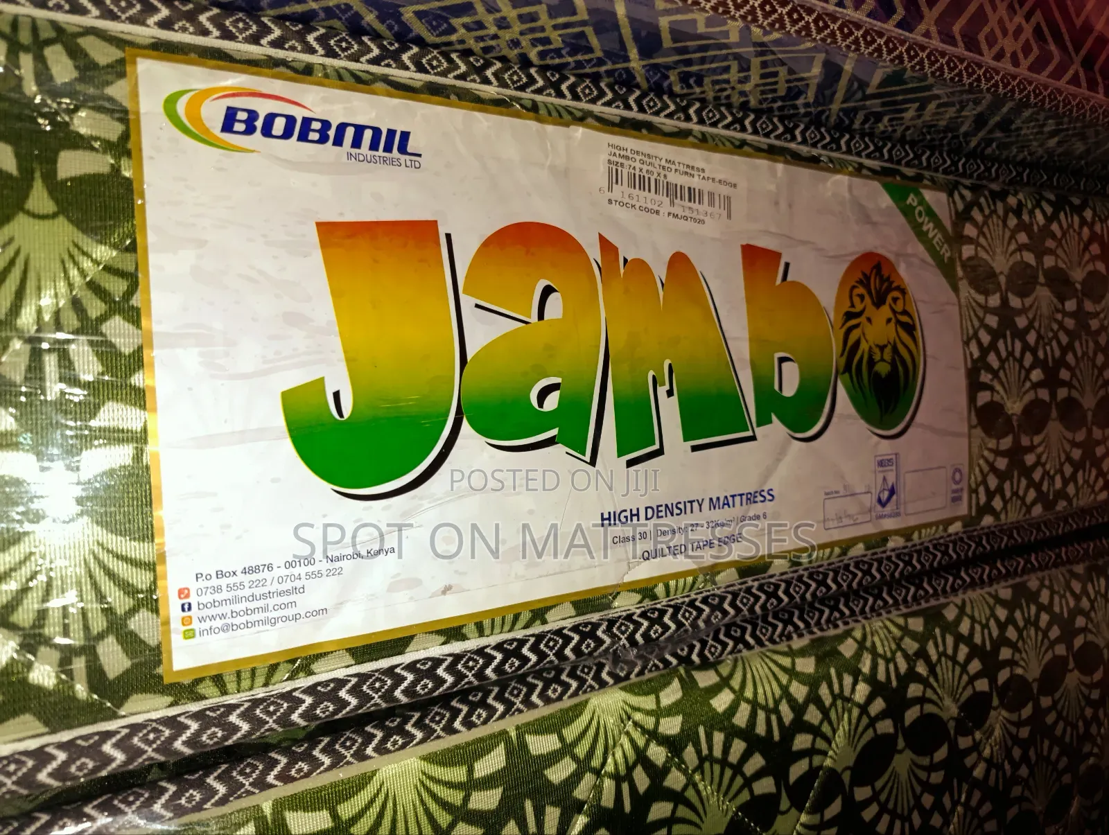 Bobmil Jambo 5x6x8 High Density Quilted Mattresses + Free Delivery.