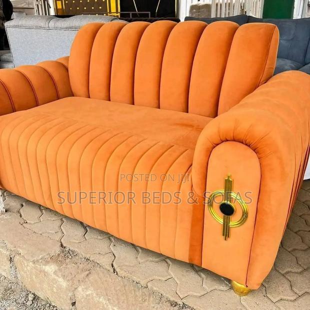Luxury Orange Velvet 3-Seater Sofa