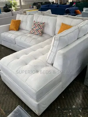 Modern White L-Shaped Sofa ( 5 Seater)