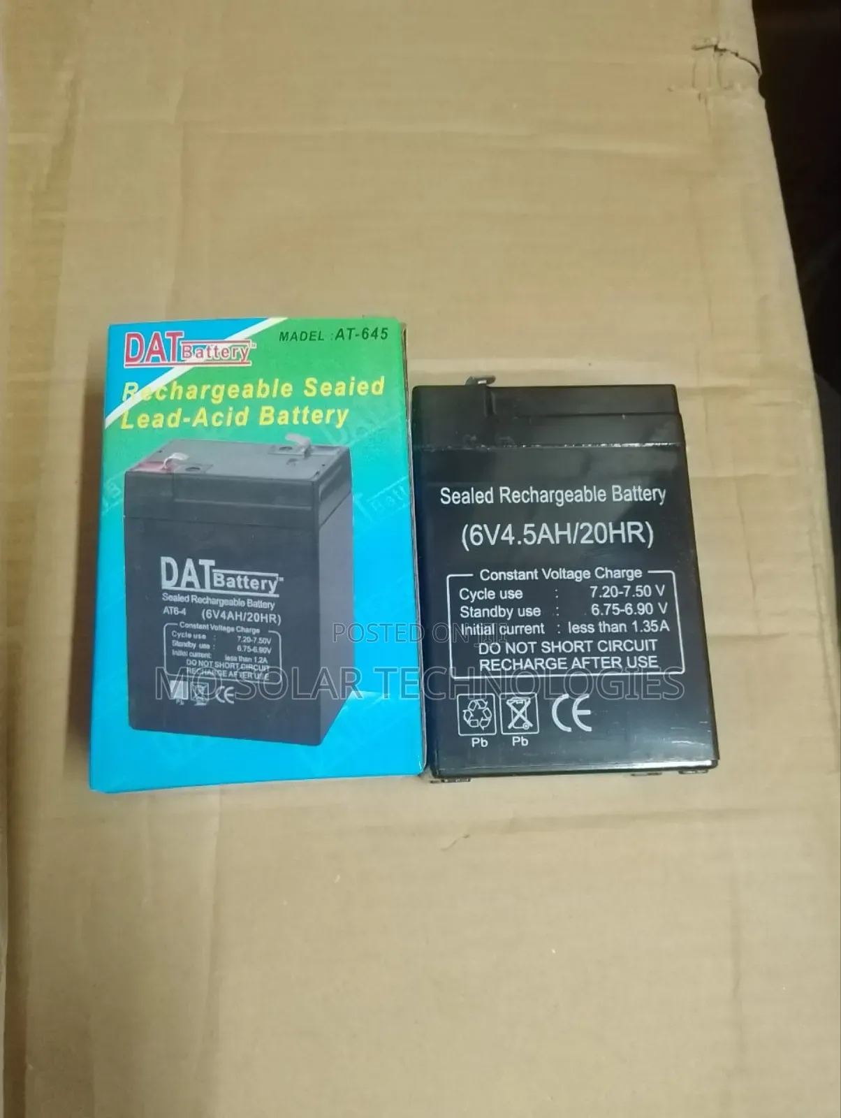 6v 4.5ah Date Solar Battery
