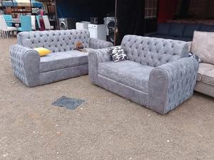 Grey Tufted 3-Seater Sofa