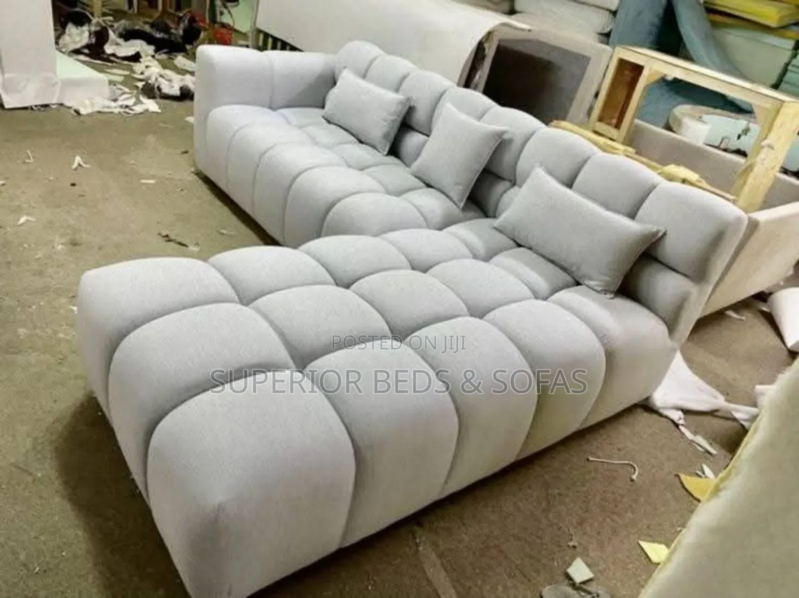 Modern Grey L-Shaped Bubble Sofa on Sale( 5 Seater)