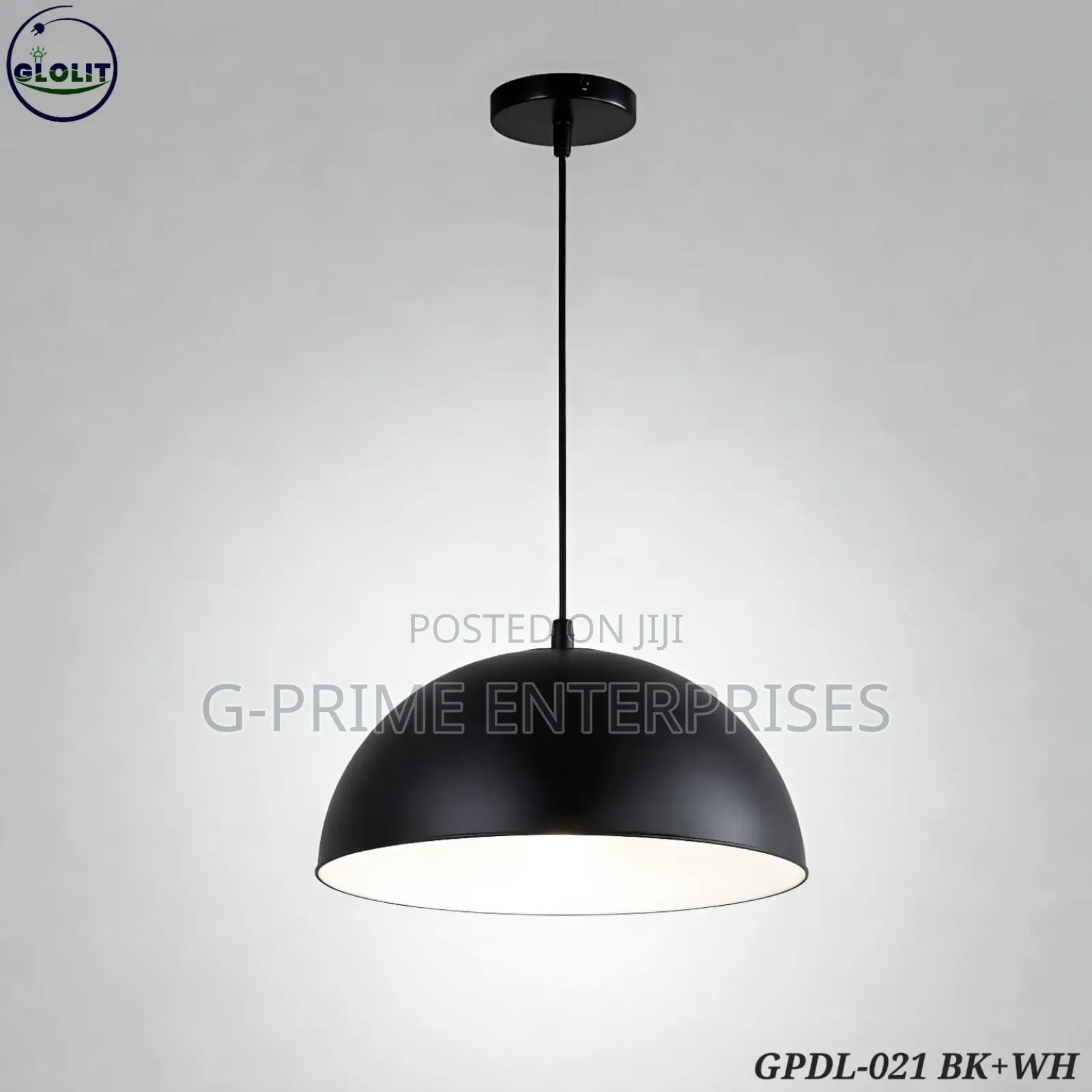Single Round Black Pendant With White