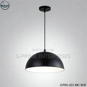 Single Round Black Pendant With White