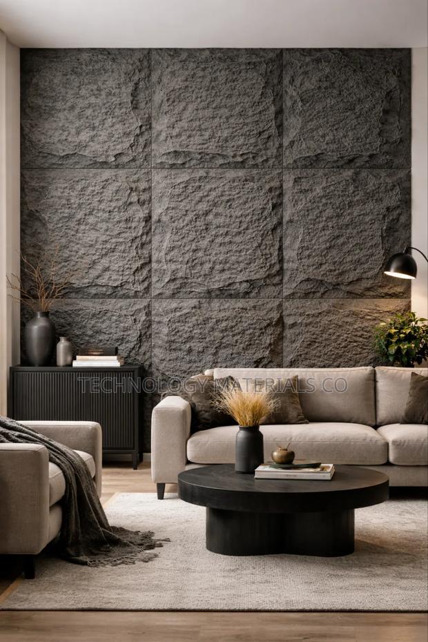Dark Grey Pu Stone Wall Panels – Modern Feature Wall Cladding