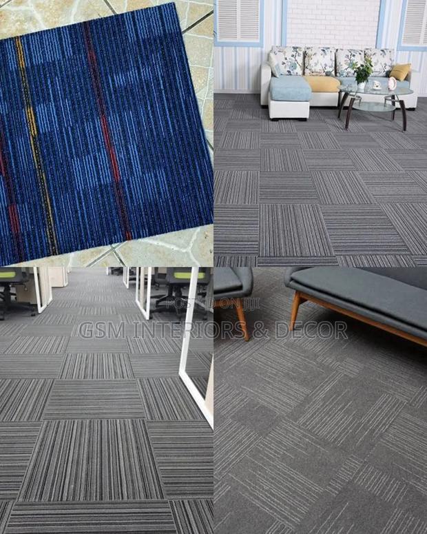 Blue-Grey Carpet Tiles in Prints