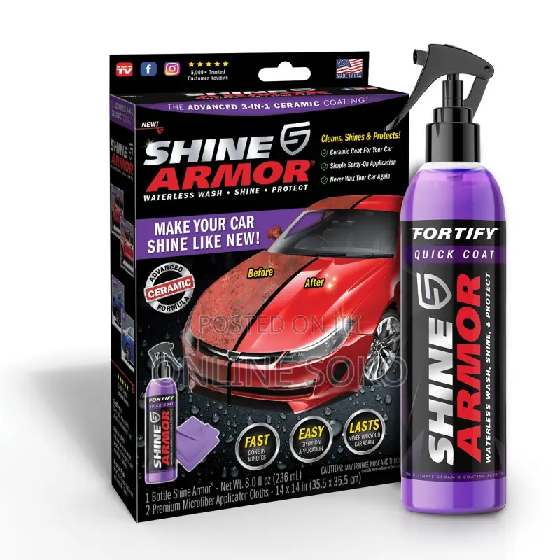 Fortify Quick Coat 3-1 Wash, Protect Shine Armour Car Wax Body Spray