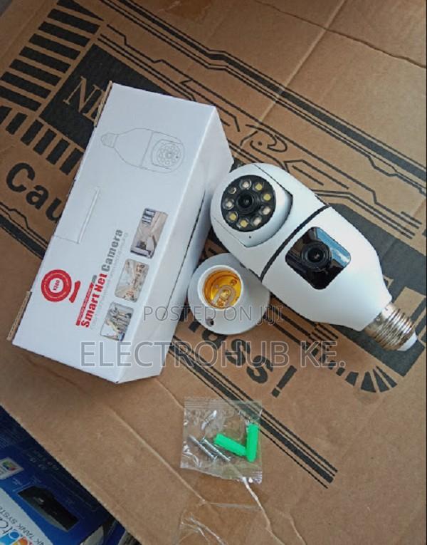 V380 Pro Dual Lens Dual Screen E27 Bulb Camera Two Way Audio