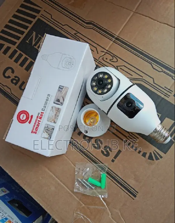 V380 Pro Dual Lens Dual Screen E27 Bulb Camera Two Way Audio