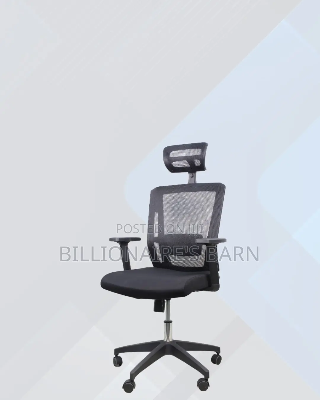 Black Mesh Office Chair Ergonomic Headrest With Nylon