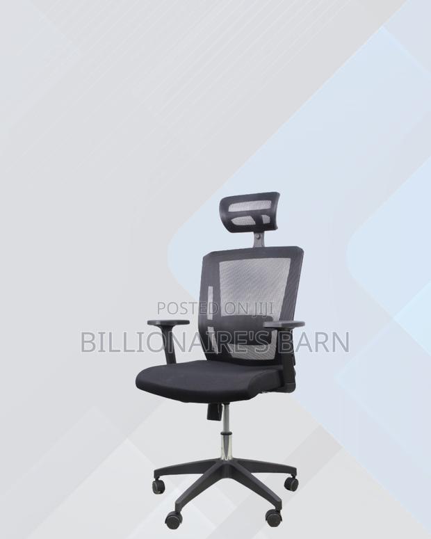 Black Mesh Office Chair Ergonomic Headrest With Nylon - thumbnail 3