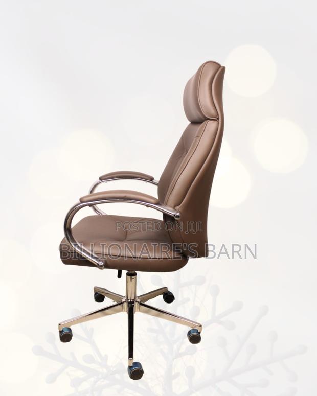 Brown Executive Leather Office Chair High Back Chrome - thumbnail 4