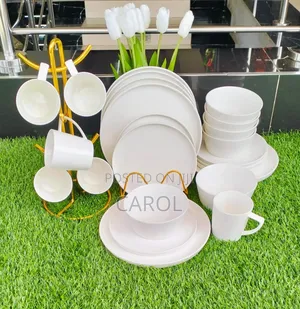 24 Pieces White Plain Dinner Set