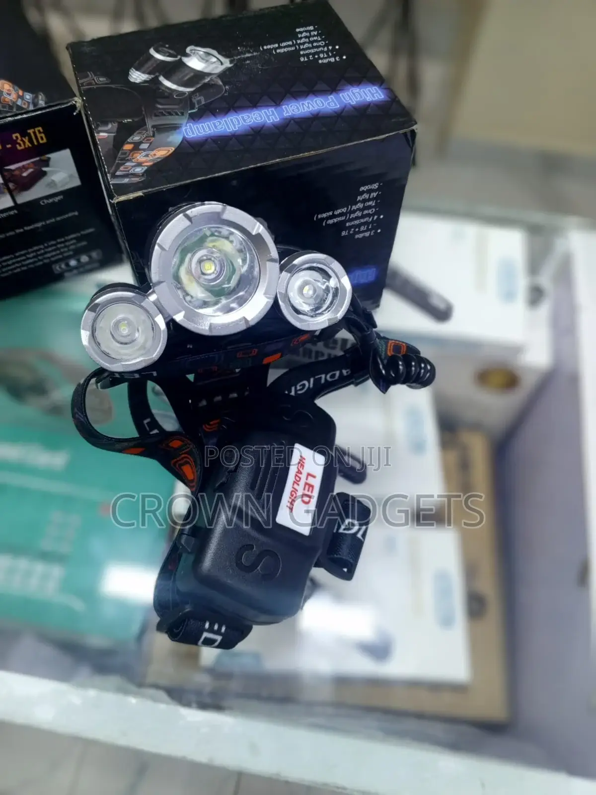 3-Light Led Headlamp Adjustable Waterproof Head Torch