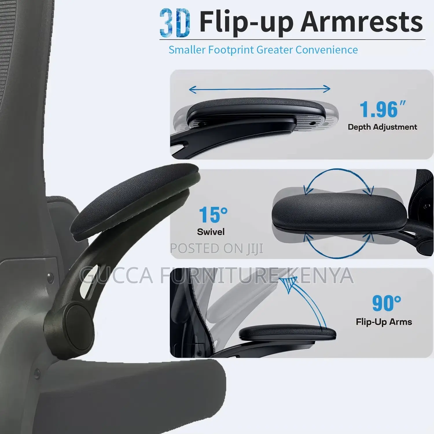 Ergonomic Mesh Desk Chair With Flipping Armrest