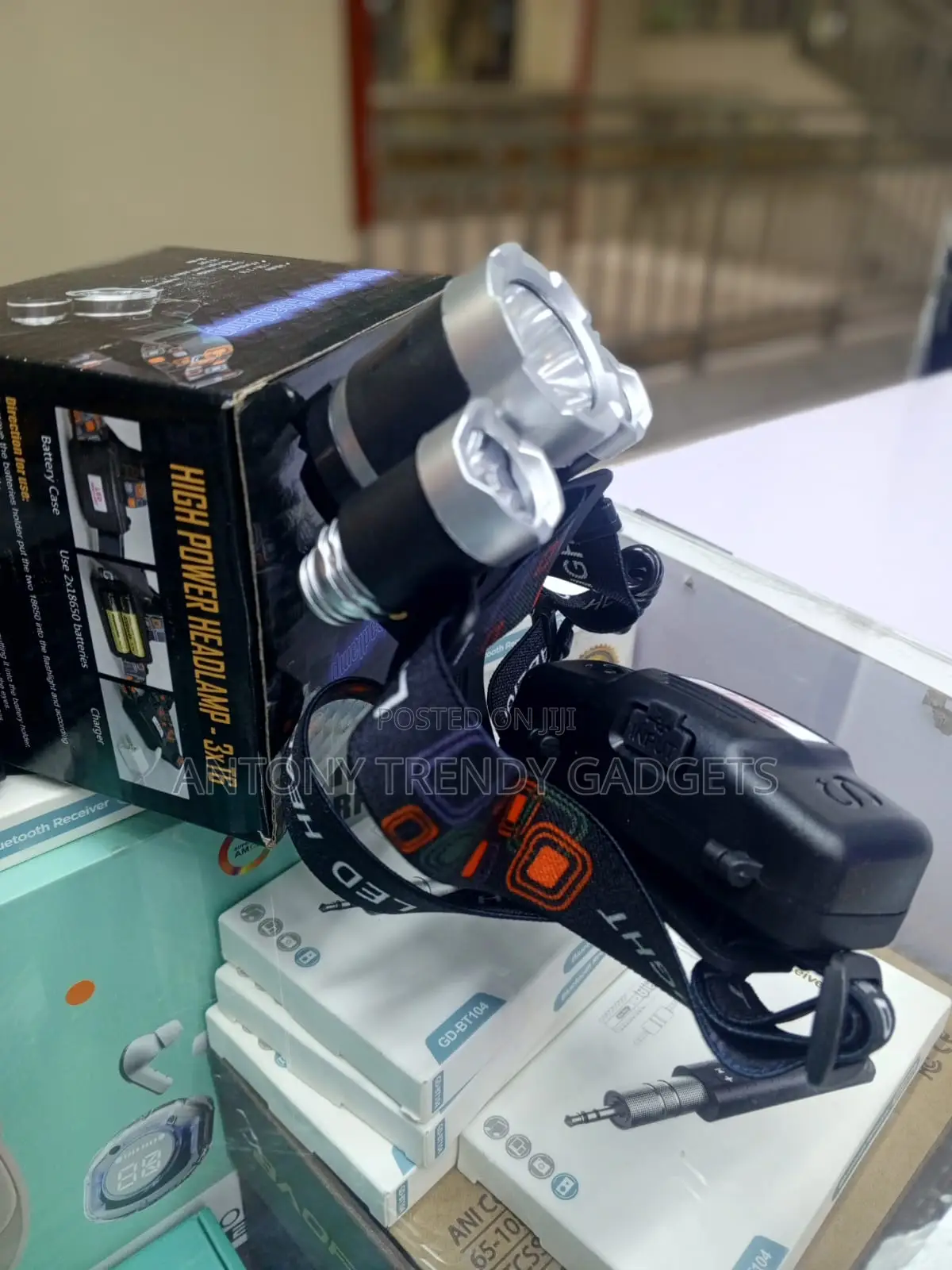Rechargeable 3-Bulb Headlamp 1800-6000 Lumens Torch