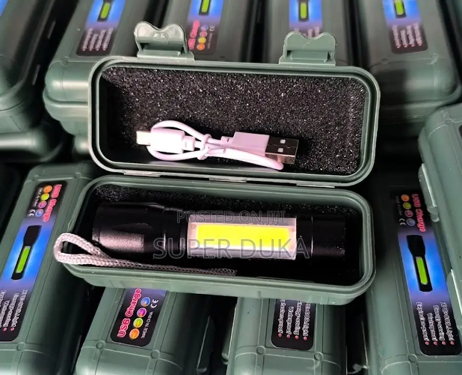 Torch. Mini Usb Rechargeable Cob Flashlight - Green Box