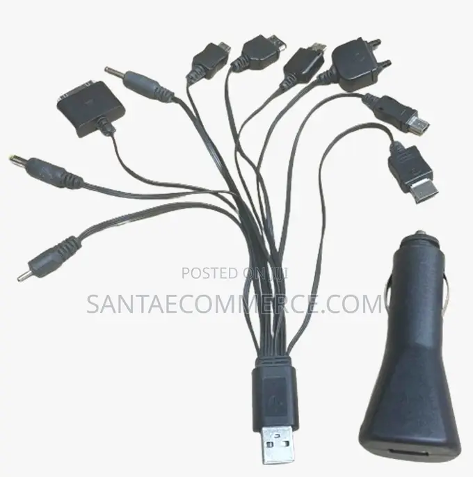 Universal 10 In1 Multi-Function Usb Charging Cable With Car Adapter