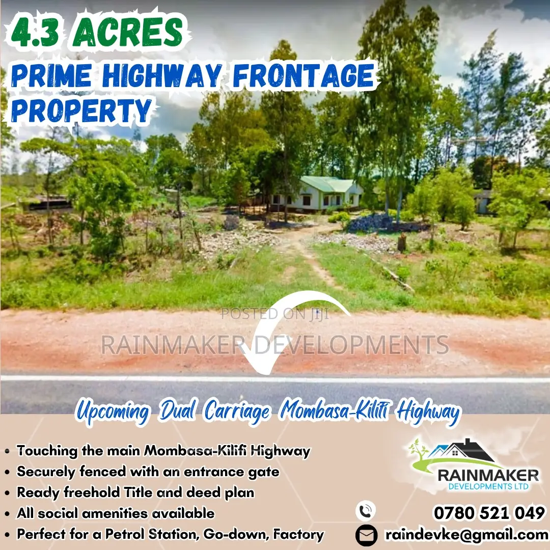 4.3 Acres Highway Frontage Plot For Sale – Mavueni