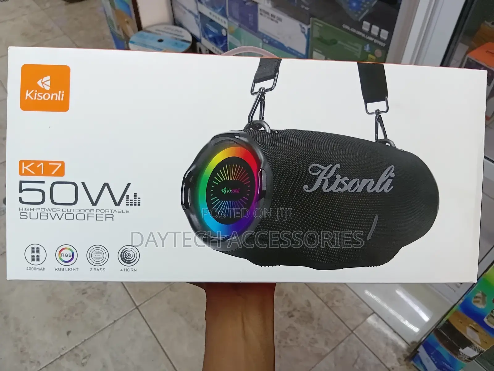 The Kisonli Is a Portable Outdoor Subwoofer Bluetooth Speaker.
