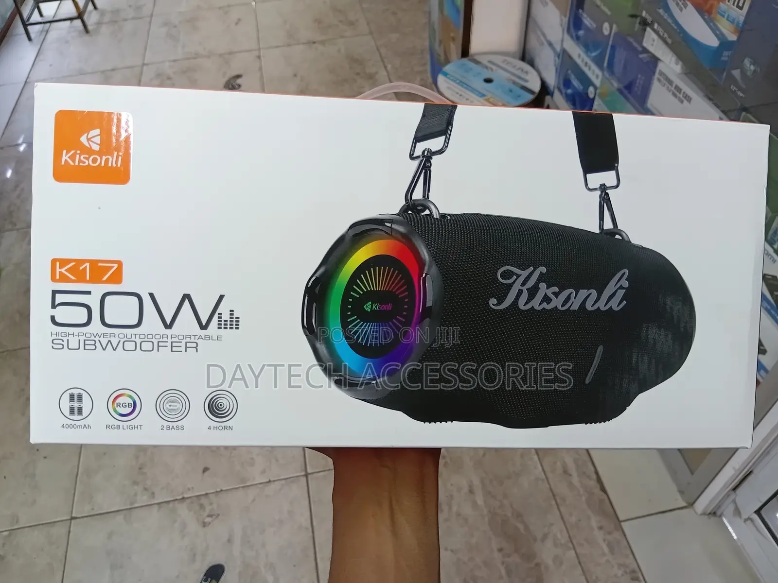 The Kisonli Is a Portable Outdoor Subwoofer Bluetooth Speaker.
