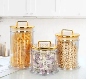 3pc Golden Storage Jar