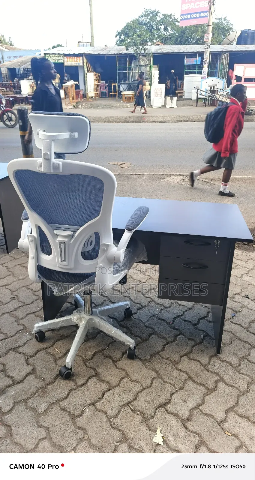 1.2 Mtrs Gray Office Desk Plus High Back Orthopedic White Chair
