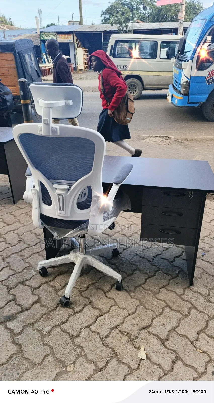1.2 Mtrs Gray Office Desk Plus High Back Orthopedic White Chair