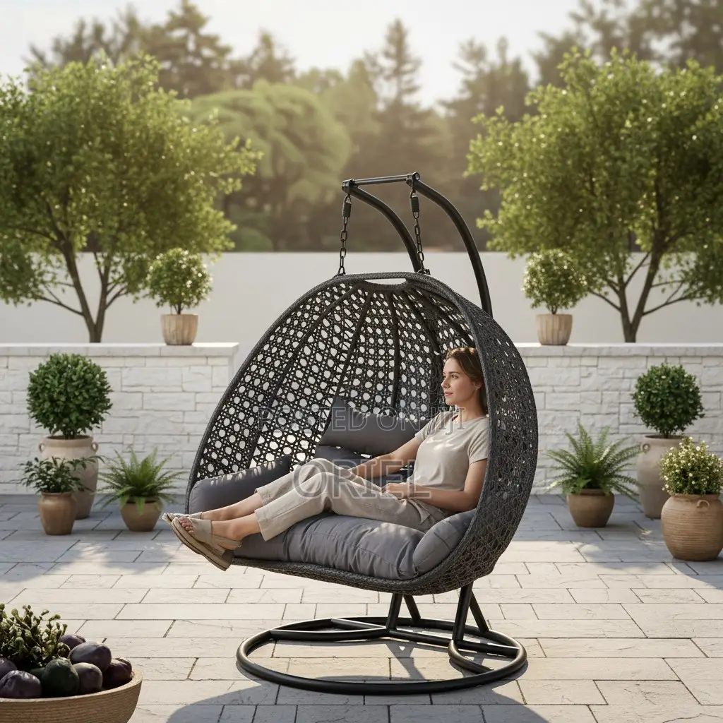 Office Chair : 2-Person Outdoor Hanging Wicker Swing Chair