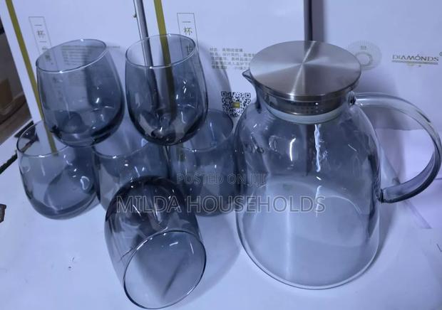 7 Set Smoky Glass Borrosilicate Water Set.