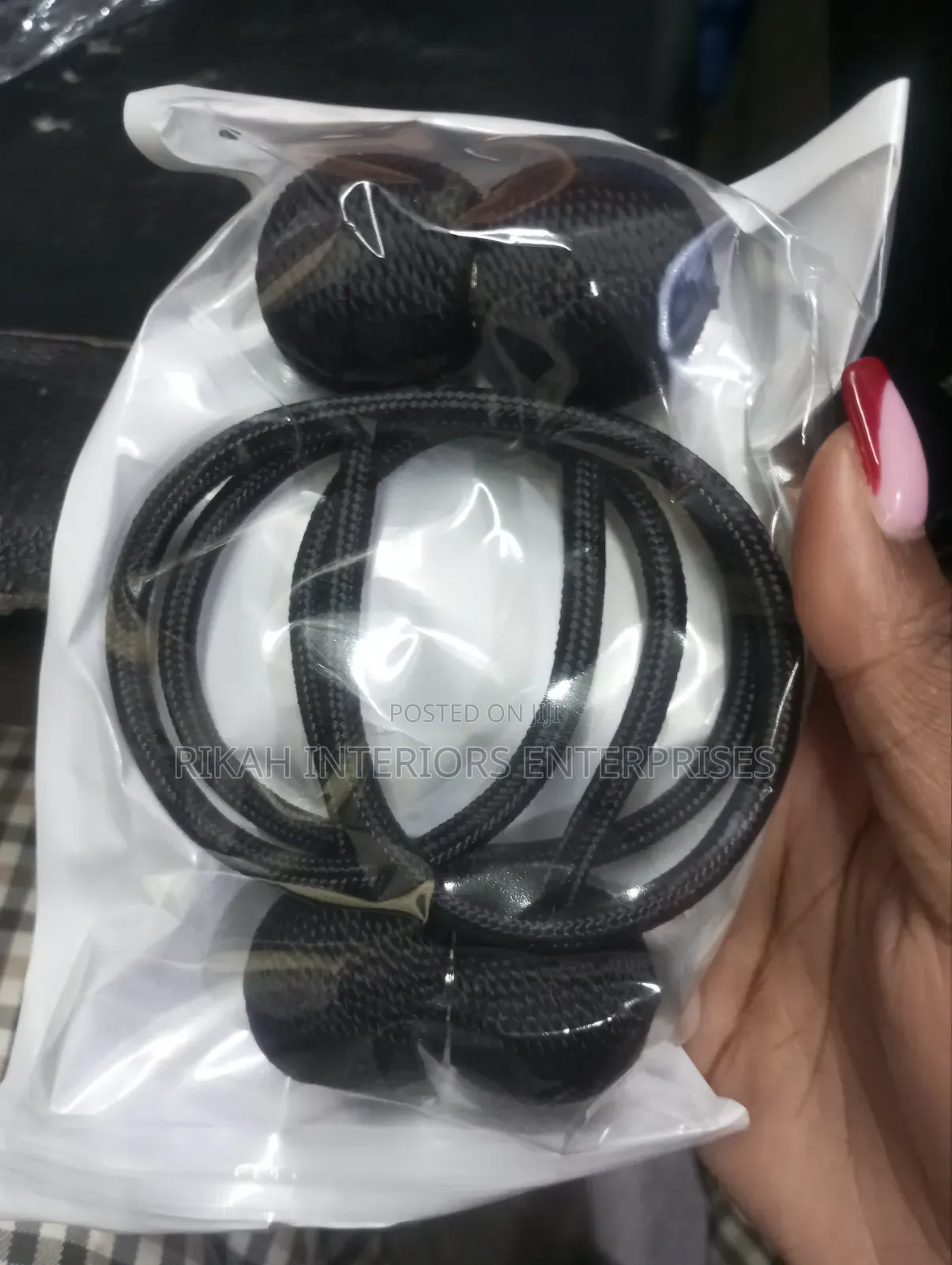 A Pair of Black Magnetic Curtain Holders