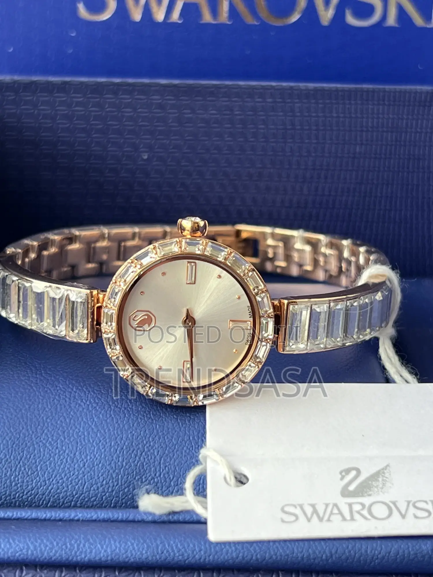 Swarovski Crystals Rose Gold Ladies Matrix Bangle Watch