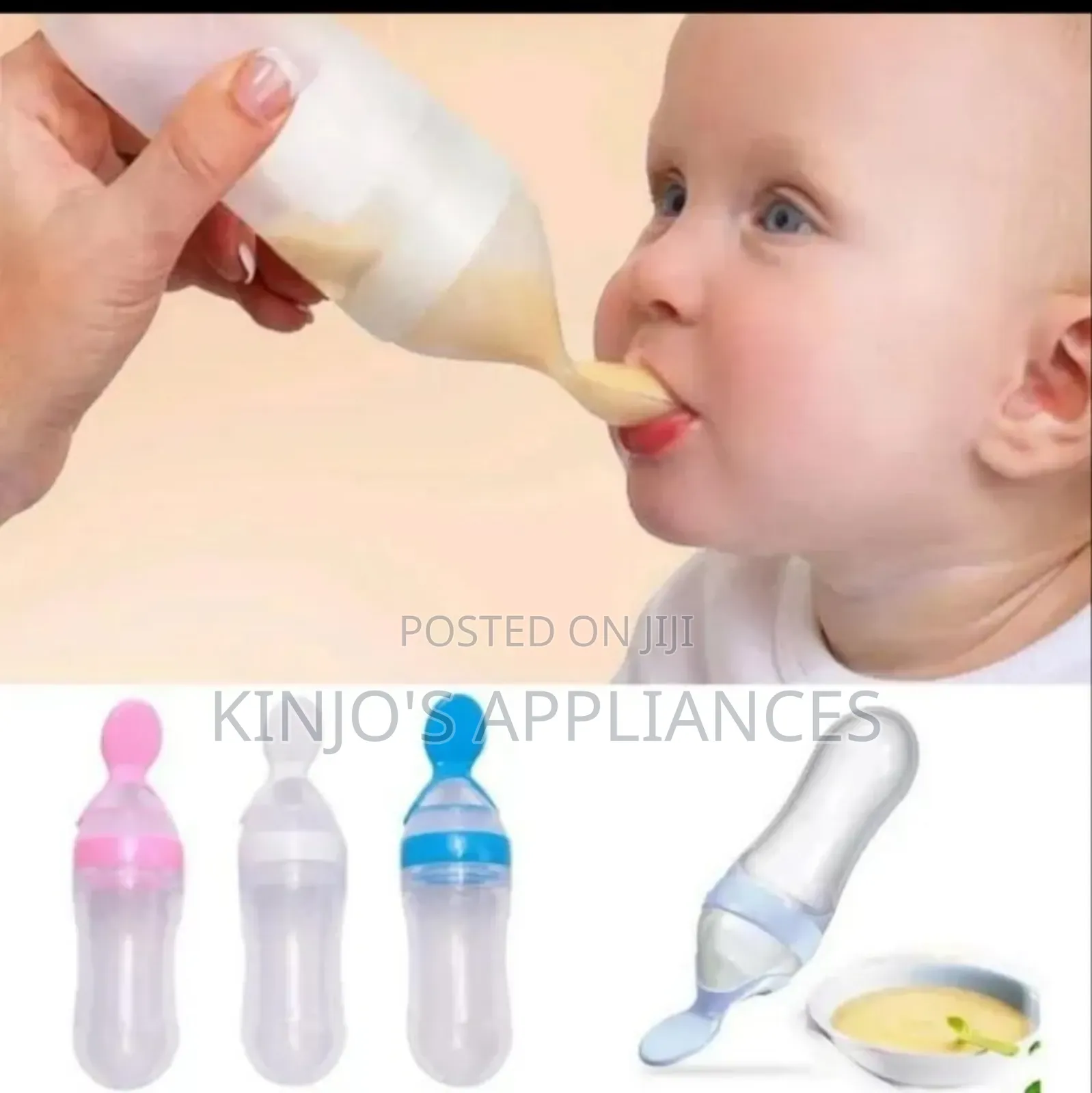 Soft Silicone Baby Feeding Bottle With Spoon Tip
