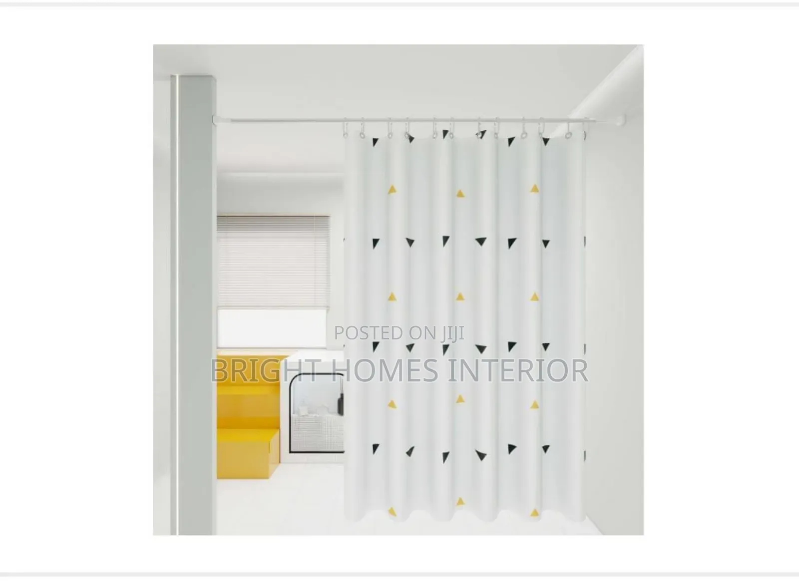 Triangle Pattern Black and Yellow Shower Curtain