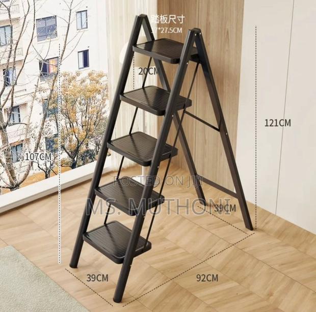 Black Anti-slip Black Foldable Stepper Ladder - main view