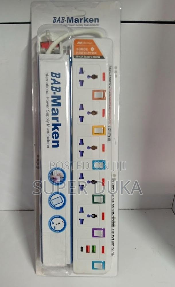 Bab-Marken 5-Way Surge Protector Extension.Usb Individual Switches