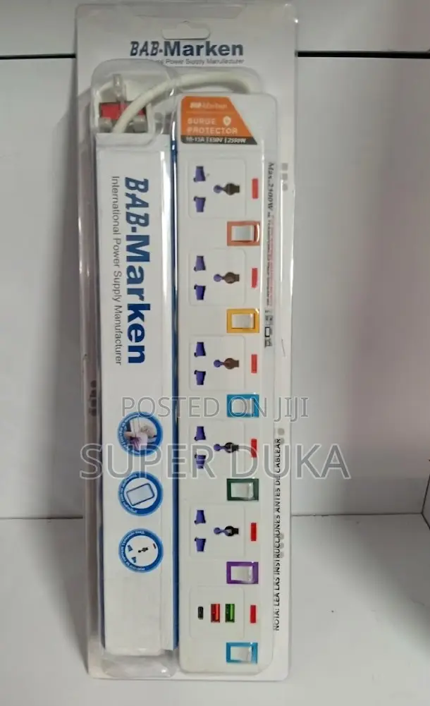 Bab-Marken 5-Way Surge Protector Extension.Usb Individual Switches