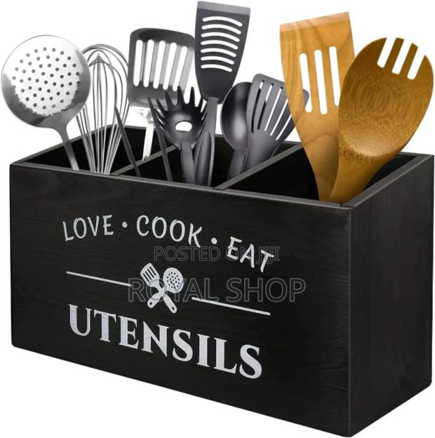Rustic Wooden Cutlery, /Utensils Organizer