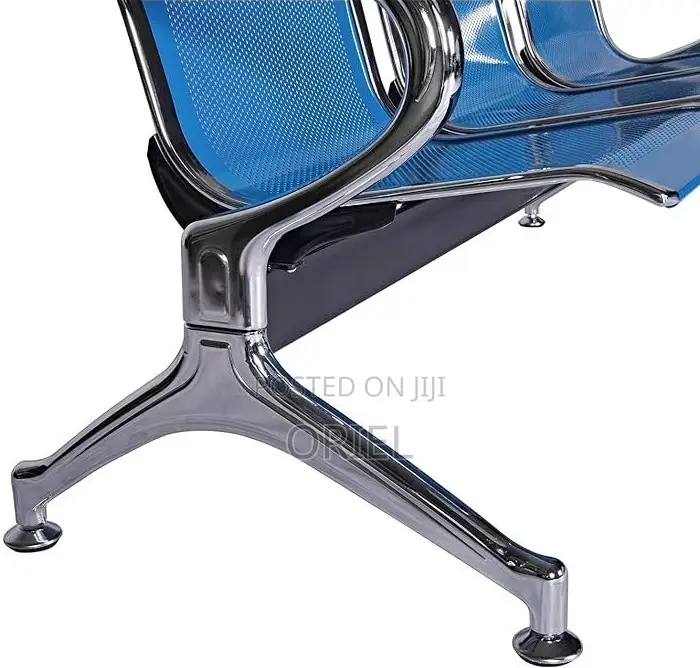 Office Bench : Office 3-Link Non-Padded Blue Waiting Bench