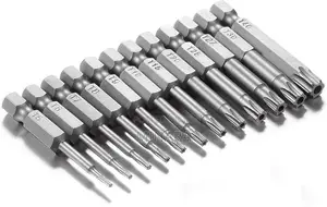 12 Pcs, Torx Drill Shank Screwdriver Bits, 50mm Security Torx T5-T40