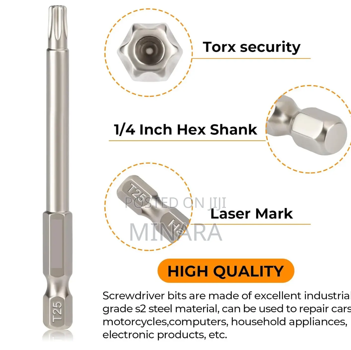 12 Pcs, Torx Drill Shank Screwdriver Bits, 50mm Security Torx T5-T40