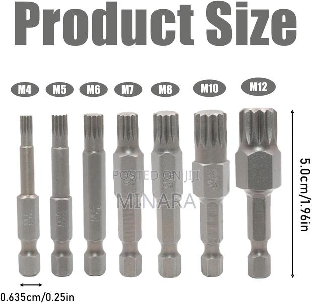 7 Pcs, Spline Drill Screwdriver Bits, Triple Square XZN Bits,M4-M12 - thumbnail 3
