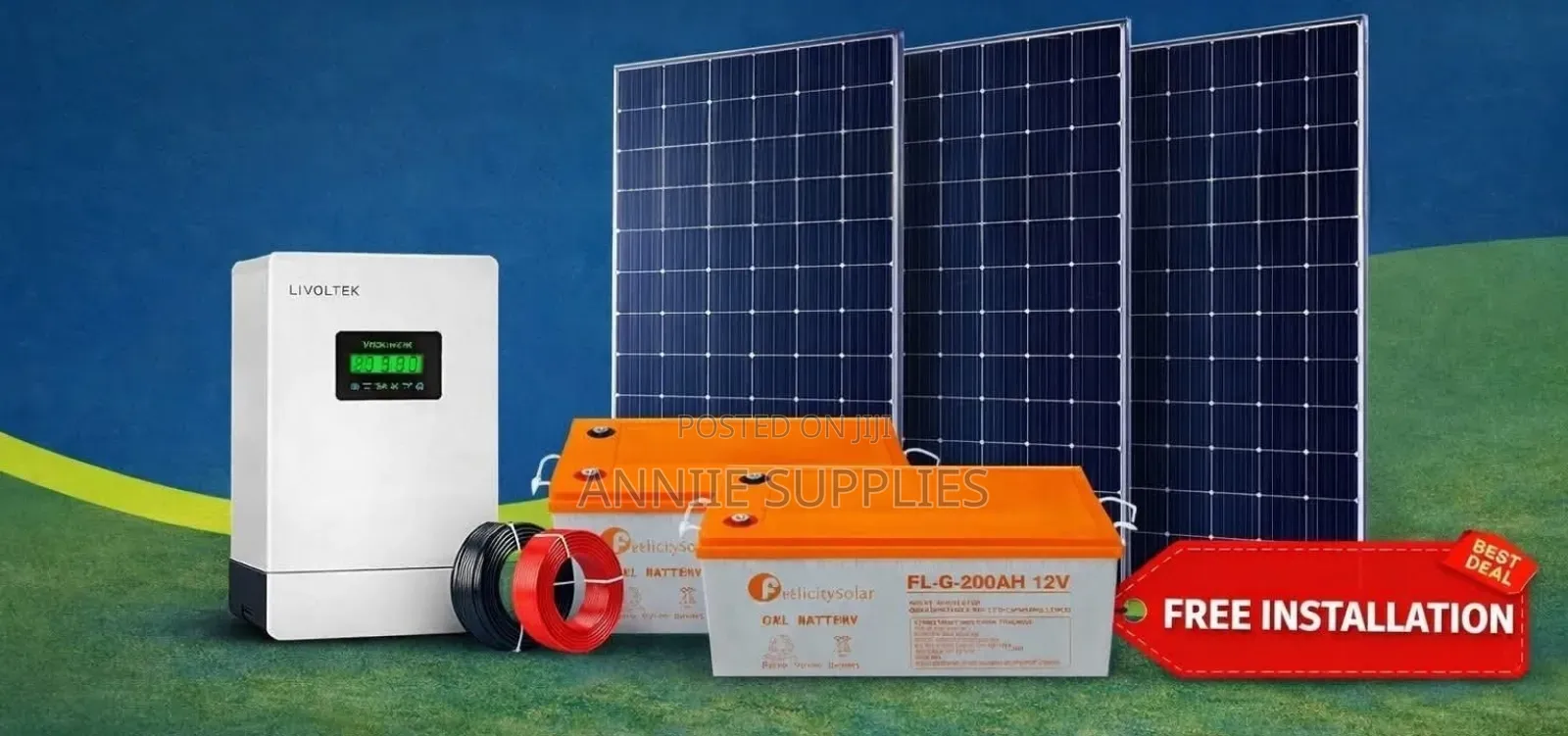 2.2kva Hybrid +2pcs 200ah Gel Battery