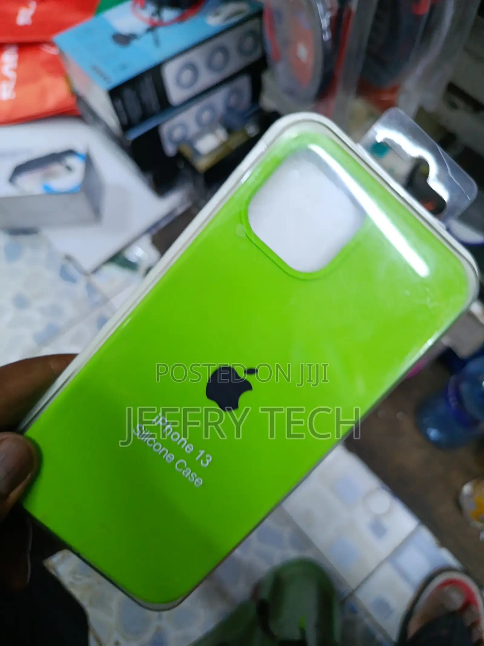 Nafali iPhone 13 Liquid Silicone Case With Cloth Lining -Neon Green