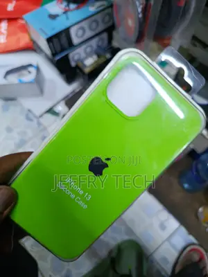 Nafali iPhone 13 Liquid Silicone Case With Cloth Lining -Neon Green