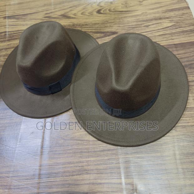 Dark Brown Wide Brim Fedora Hat - thumbnail 2