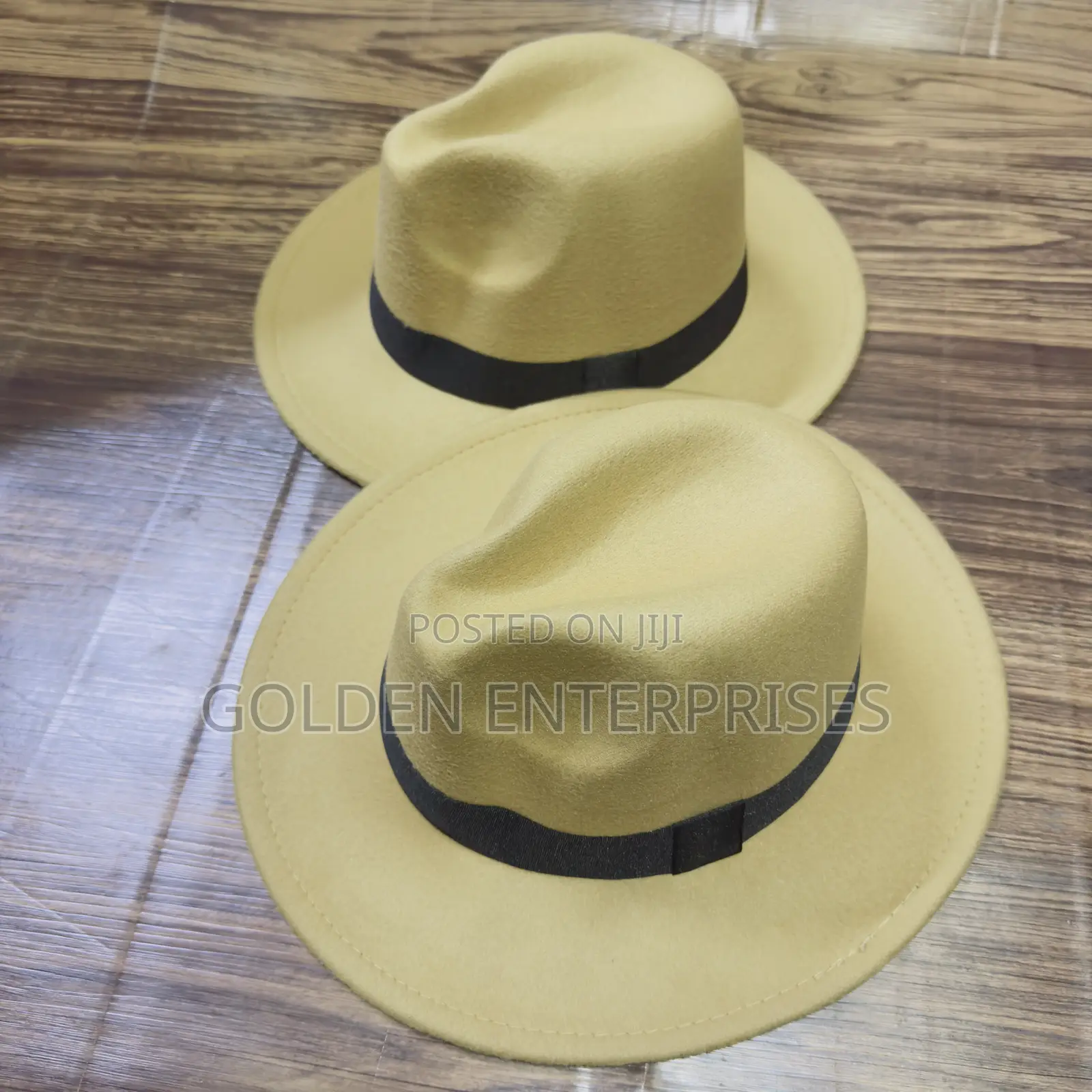 Beige Wide Brim Fedora Hat