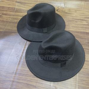 Black Wide Brim Fedora Hat - main view