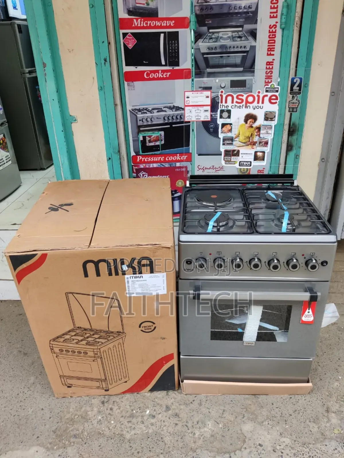 *Mika Standing Cooker 3 Gas + 1 Electric, 58cm X58cm