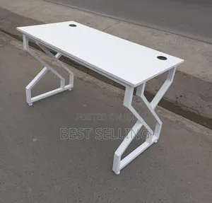All White 2 Grommets Design Metallic Stand Table